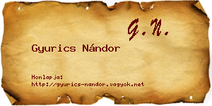 Gyurics Nándor névjegykártya